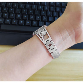 Mtozon silver-tone bracelet offers comfortable, long-wear compatibility