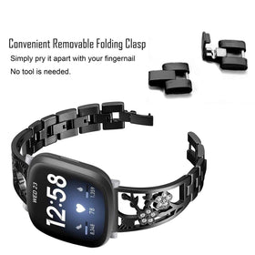 Mtozon bracelet compatible with Fitbit Sense, Versa 4, Versa 3 exuding glam for special occasions.