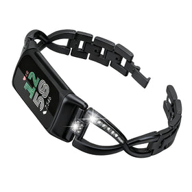 Mtozon stainless steel bracelet with rhinestone accents.