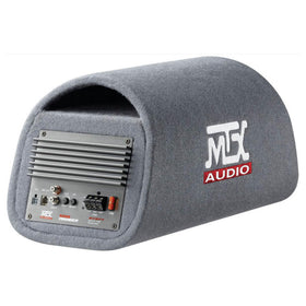 MTX Audio RT8PT built-in amplifier top view demonstrates 240W max.
