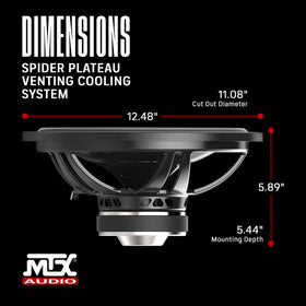 MTX Audio TN12-04 back panel with terminals and venting.