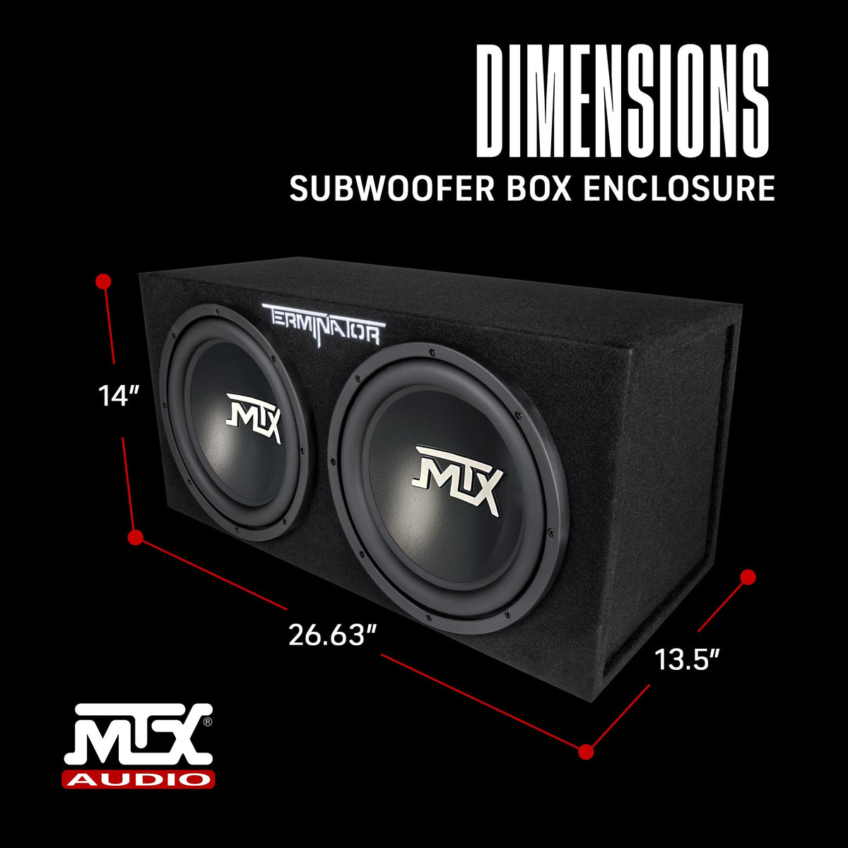 MTX Terminator logo on enclosure highlights premium design and branding.