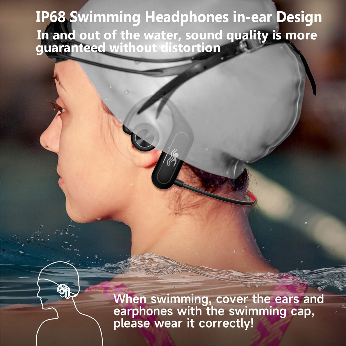 MTYBBYH S25 fitted under goggles showing secure fit and comfort during swim