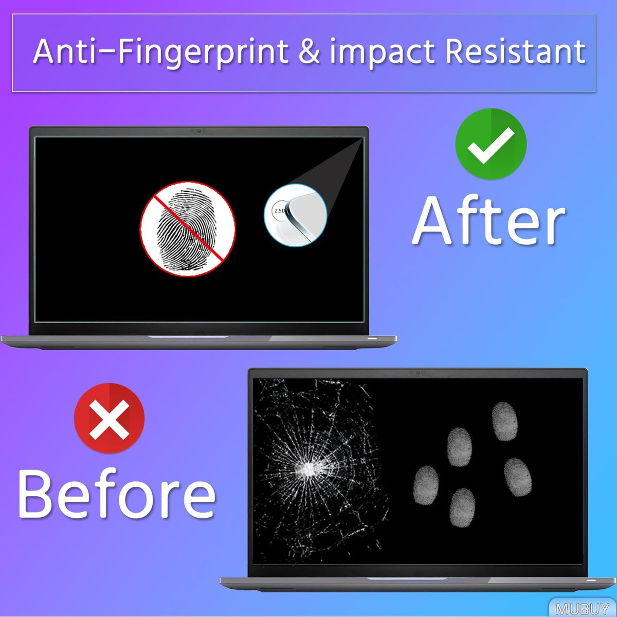 MUBUY-GOL 17.3-inch screen protector fit guide helps accurate coverage