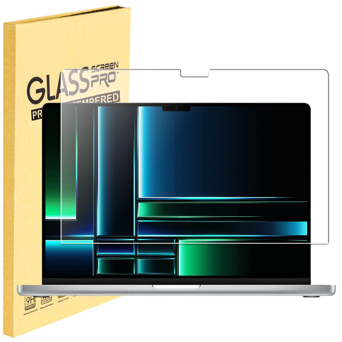 MUBUY-GOL MacBook Pro 16 screen protector front view with edge-to-edge clarity