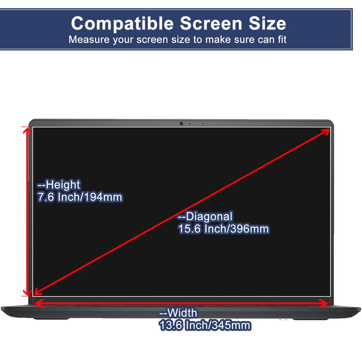 MUBUY-GOL screen protector for 15.6-inch Dell with anti-glare coating reduces reflections.