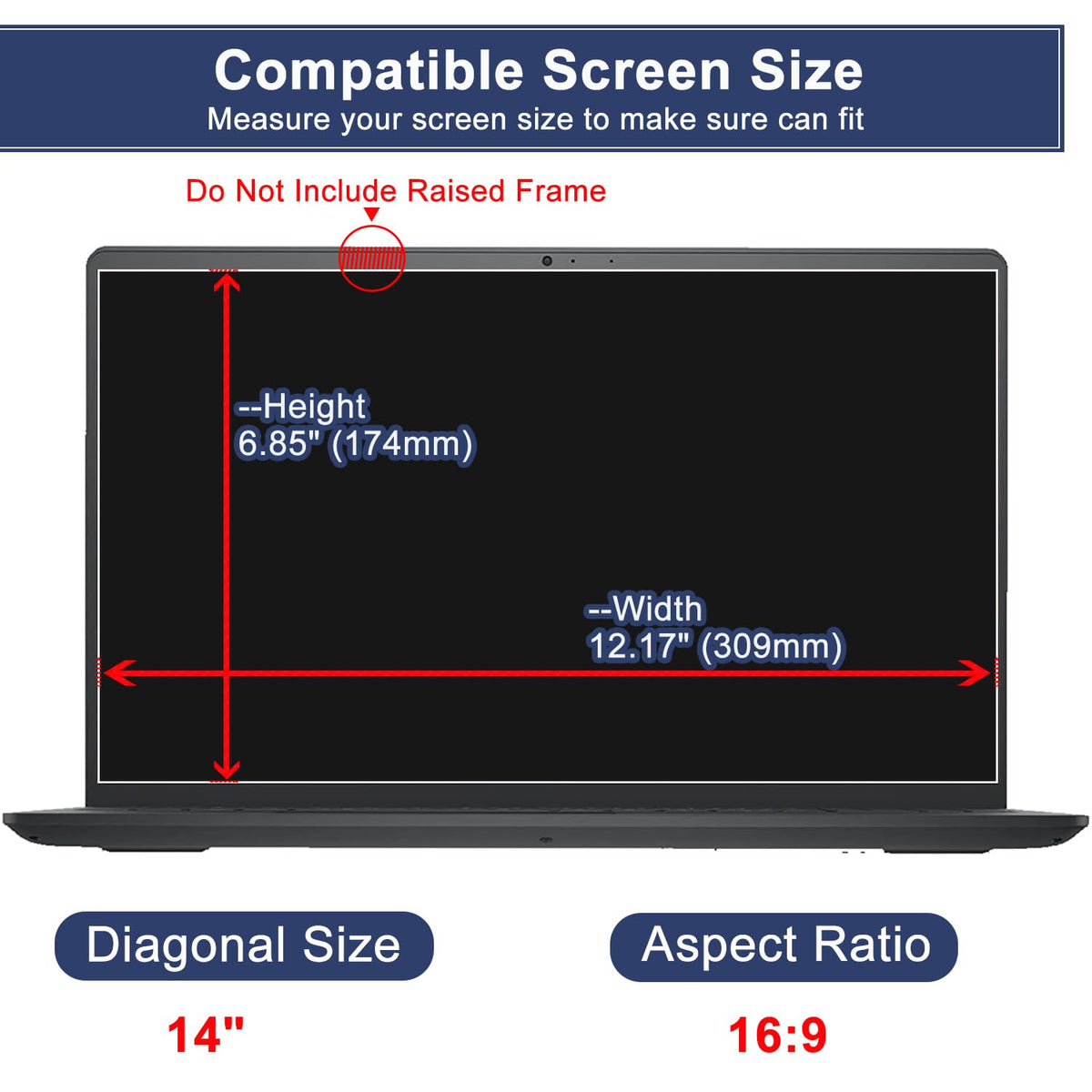 MUBUY-GOL tempered glass 14-inch with 9H hardness for durable protection