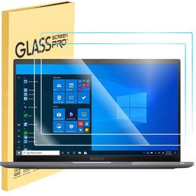 MUBUY-GOL two-pack 16-inch glass protector shown, ready to shield laptops.