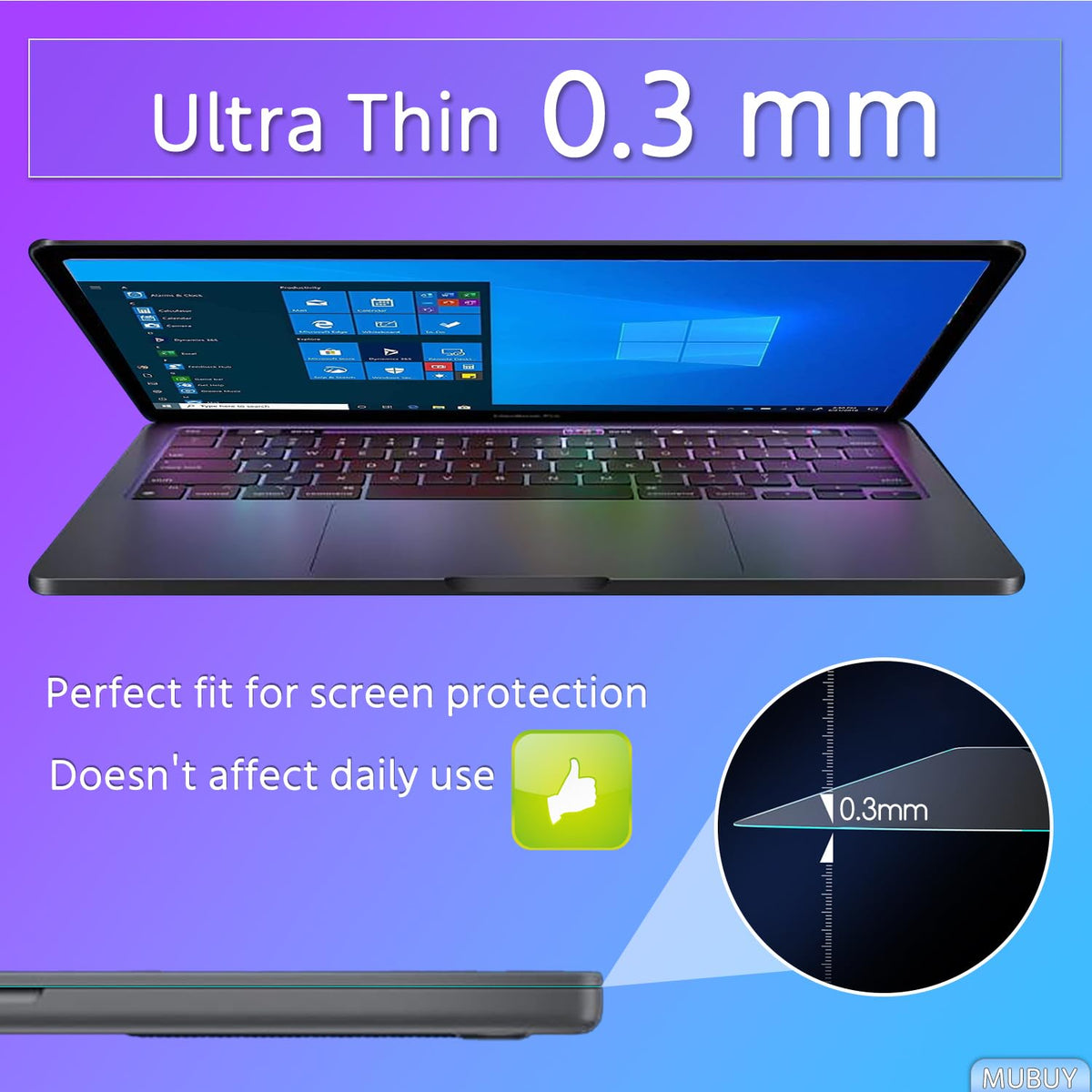 MUBUY-GOL 15.6-inch protector with hydrophobic layer repels oils and sweat