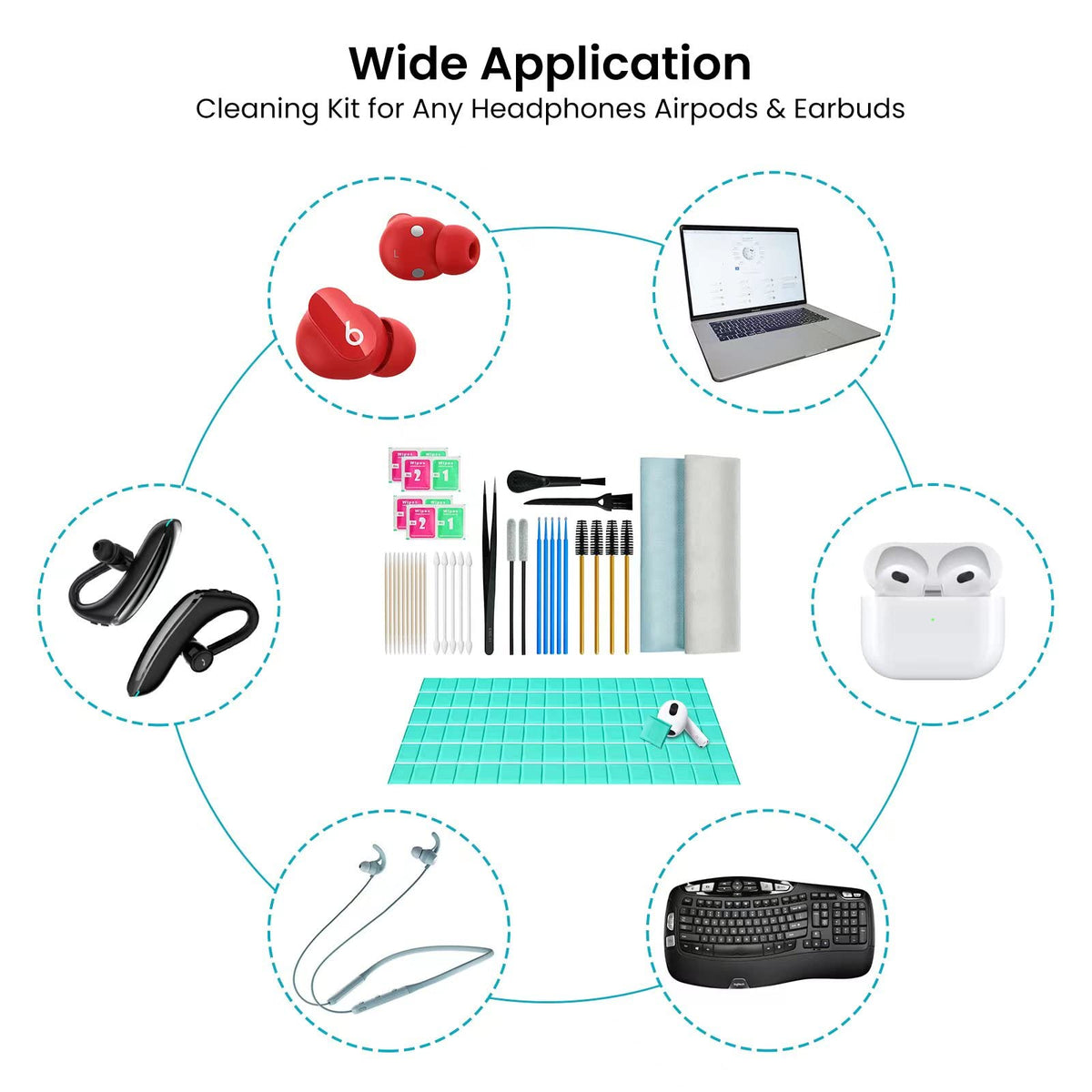 MUIIGOOD compatibility with AirPods cases and headphones simplifies cleaning