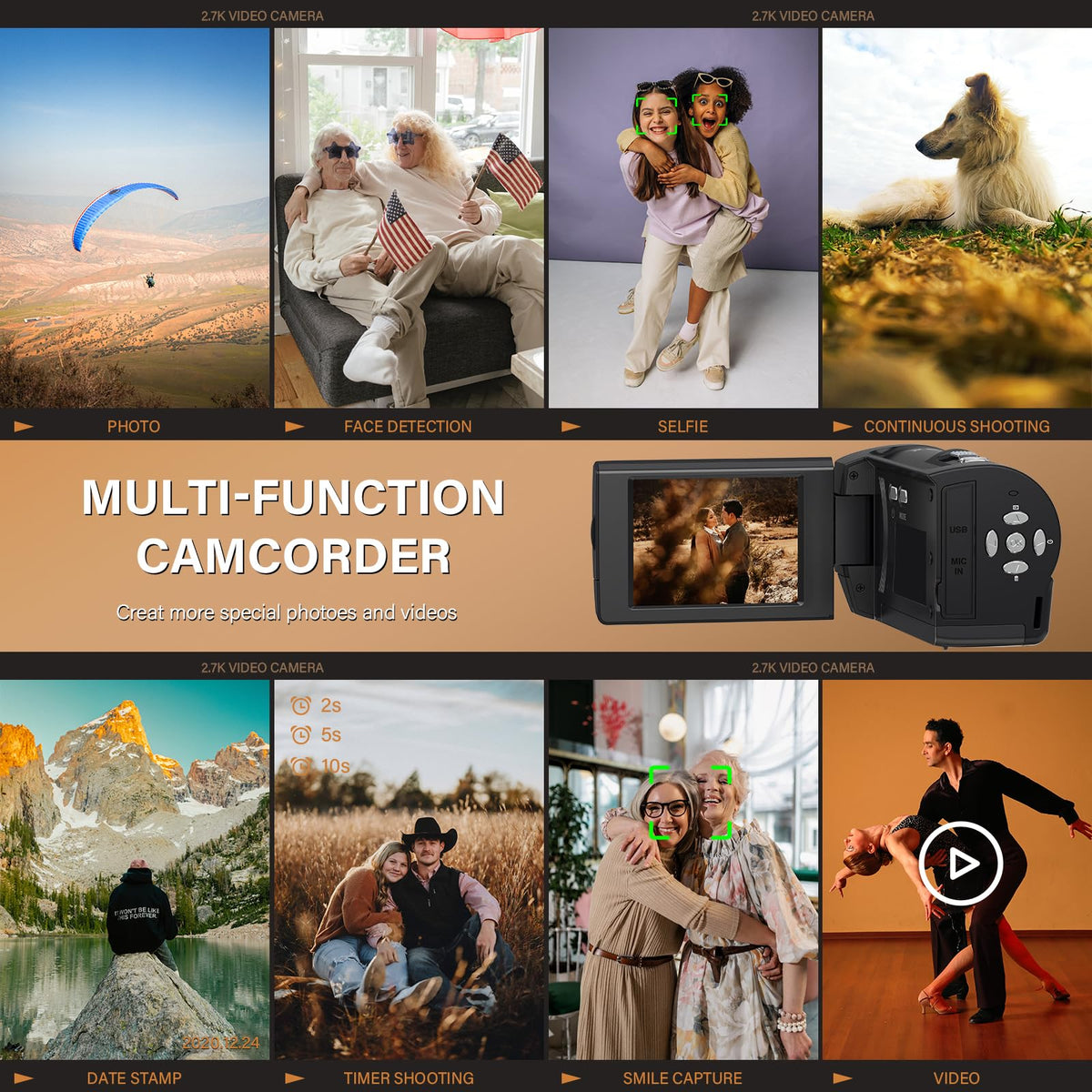 Muitune camcorder with two batteries and 32GB SD card for shoot-ready kit