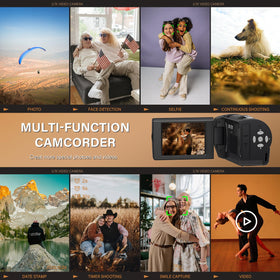 Muitune camcorder with two batteries and 32GB SD card for shoot-ready kit