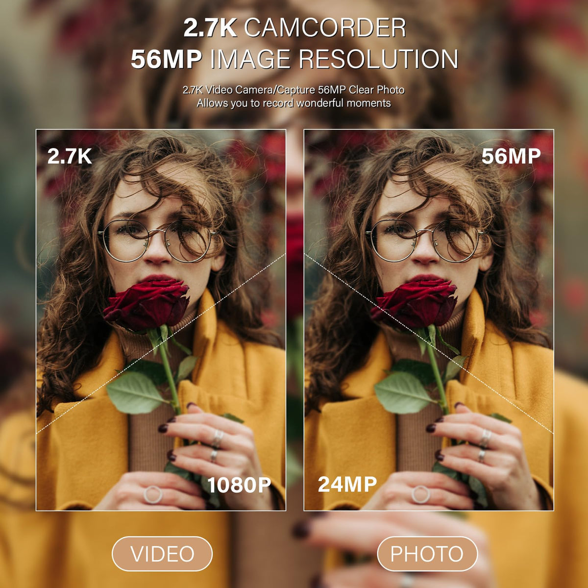 Muitune camcorder 270-degree rotating LCD demonstrating flexible composition