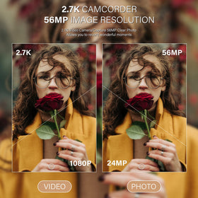 Muitune camcorder 270-degree rotating LCD demonstrating flexible composition