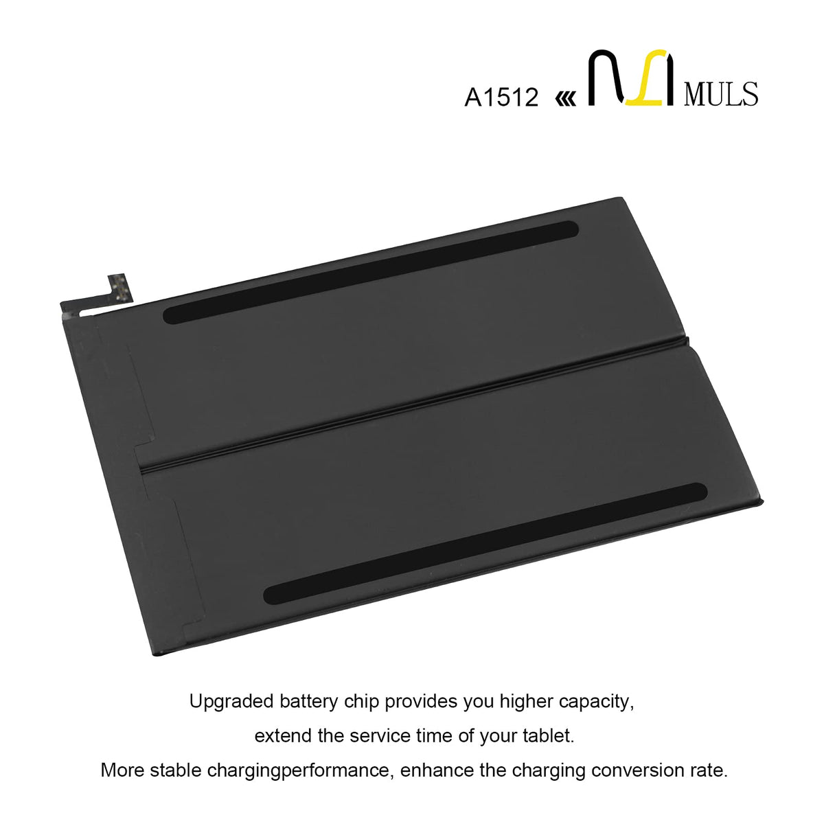 MULS A1512 battery label displays 3.75V and 6471mAh capacity