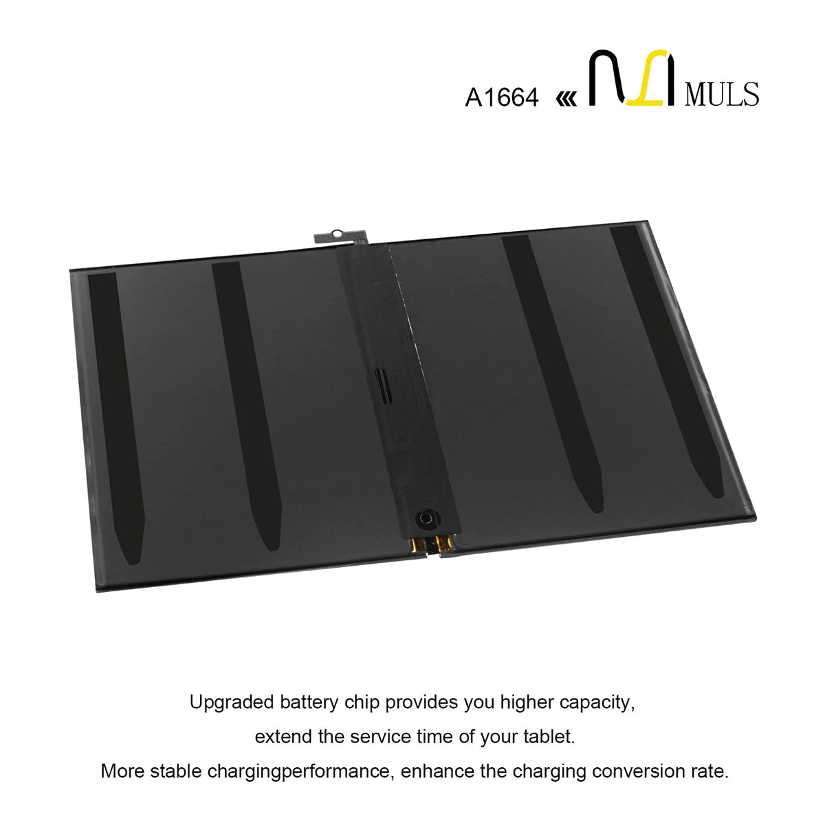 MULS A1664 battery undergoing capacity test setup for iPad Pro 9.7
