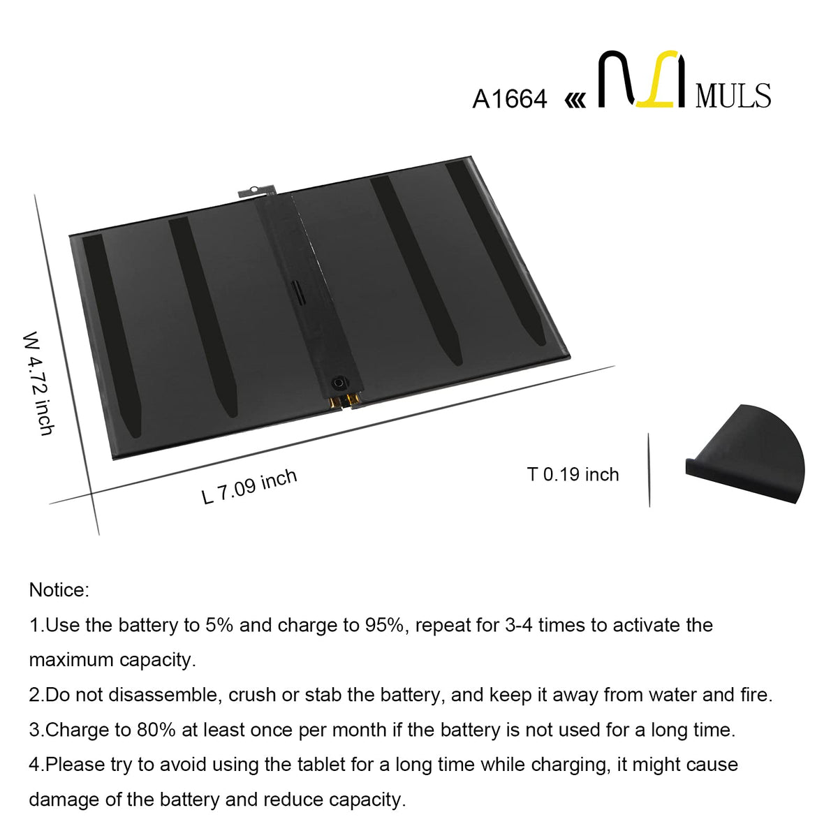 MULS A1664 replacement kit for iPad Pro 9.7 battery swap