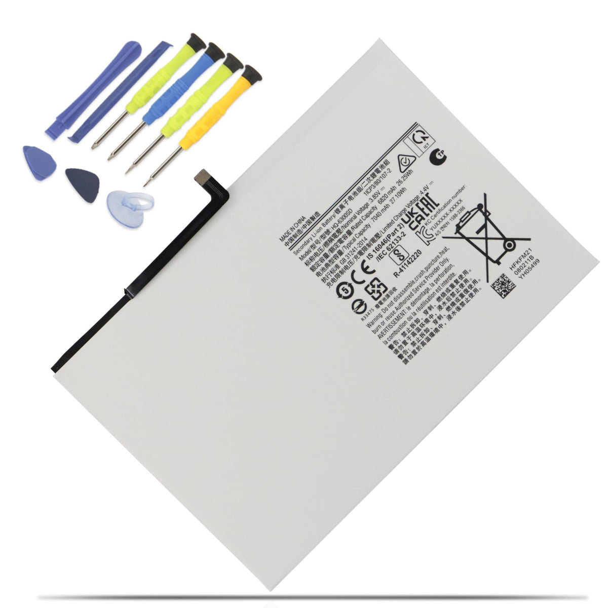 MULS HQ-6300SD battery for Tab A8, front view, ready for extended use.