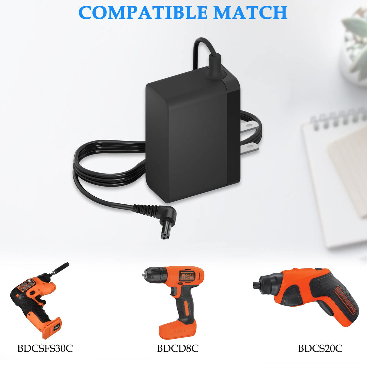 MULTIM 15V charger close-up shows durable plug design for long-term use
