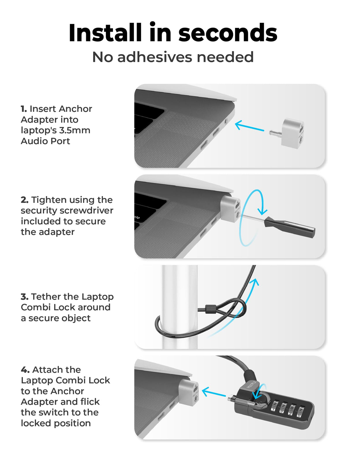 Multplx cable beside ruler showing 1.7m length and portability benefit