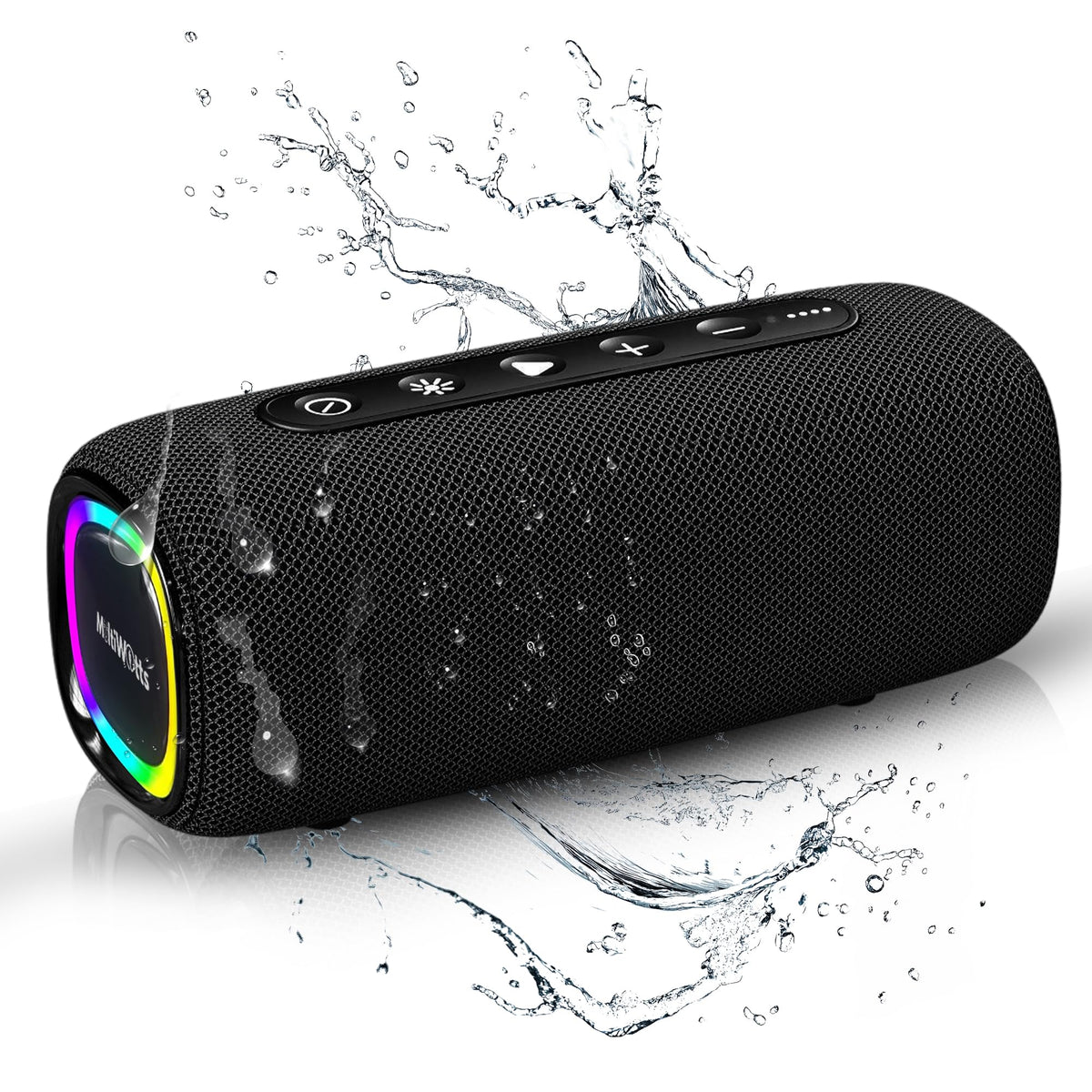 MultiWatts AuraBoom front view showing compact design and powerful 20W sound.