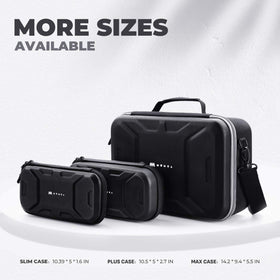 Mumba case in a travel scene with backpack showing ready-to-go portability