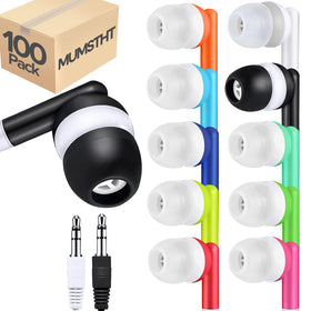 MUMSTHT 100-pack kids earbuds bulk designed for classroom daily use.