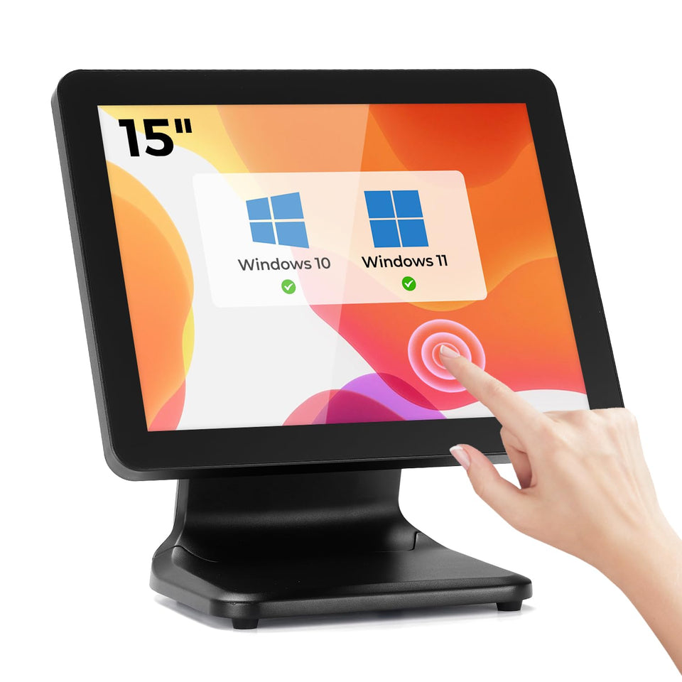 MUNBYN 15-inch POS monitor front view highlighting compact, stable design.
