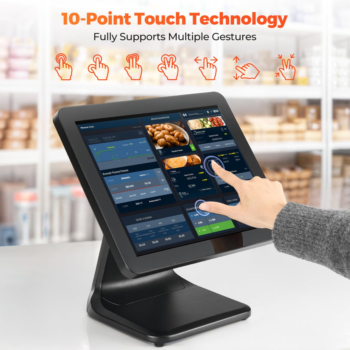 MUNBYN POS monitor touch panel in action for precise taps.