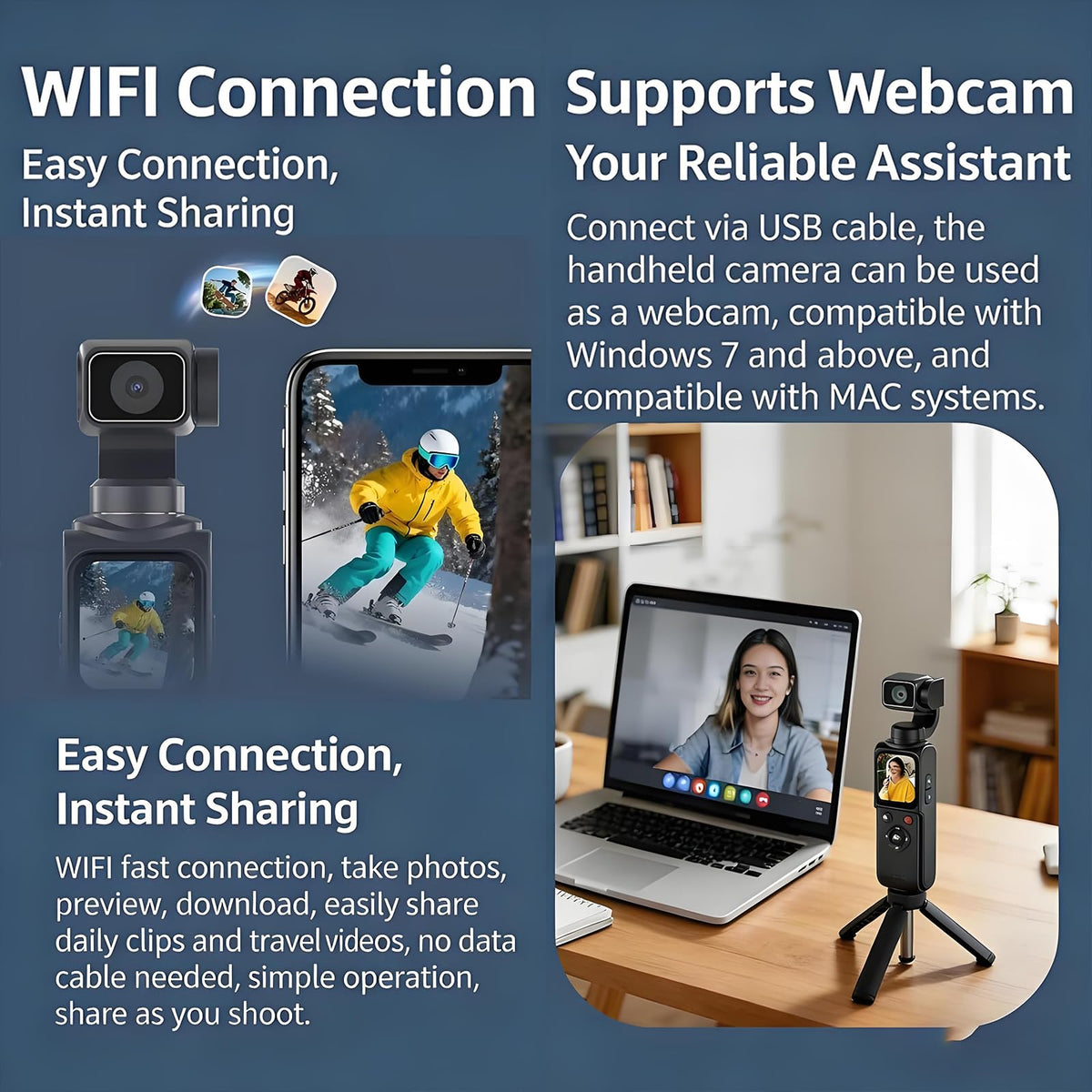 MUOXUEQN intelligent face tracking keeps you centered in frame during shoots.