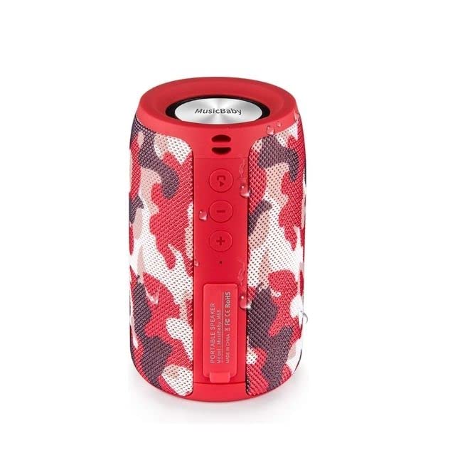 Musibaby front packaging showing camo red speaker and included accessories for easy setup