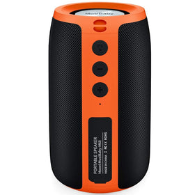 Musibaby front view showing orange speaker and clear branding, great portable sound