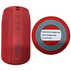 Musibaby M68 near pool with splash showcasing IPX5 water resistance