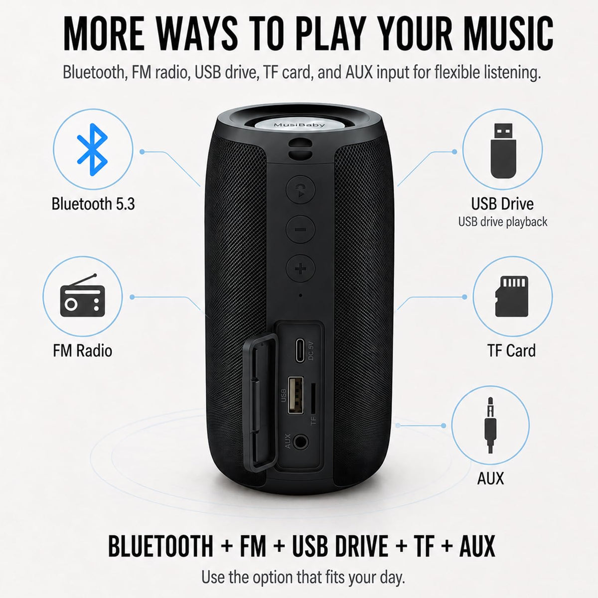 Musibaby M68 paired with phone demonstrating Bluetooth 5.3 stable connection