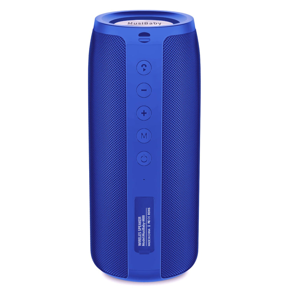Musibaby M88 blue front view for portable outdoor listening with immersive sound