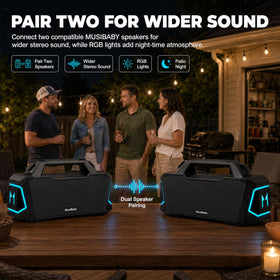 Musibaby Bluetooth 5.3 AUX TF USB playback options for flexible listening
