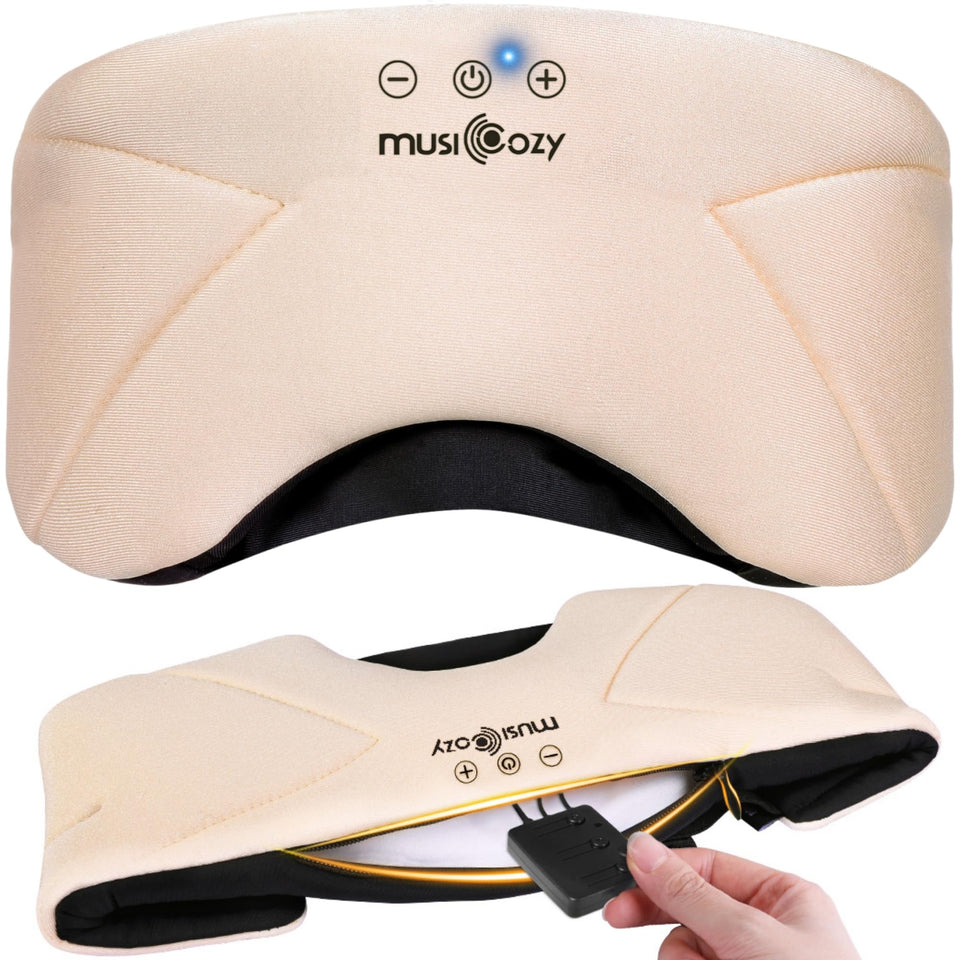 MUSICOZY front view of mask packaging showing product benefit of convenience