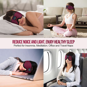 MUSICOZY on airplane and travel pillow showing portable sleep solution