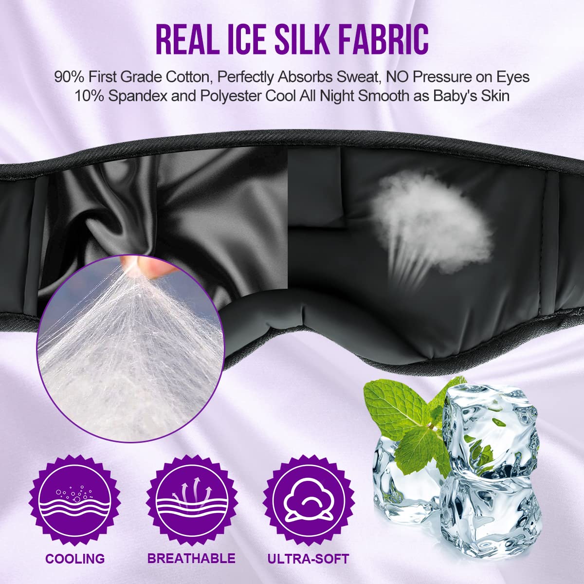 MUSICOZY side profile on pillow demonstrating pressure-free fit for side sleepers