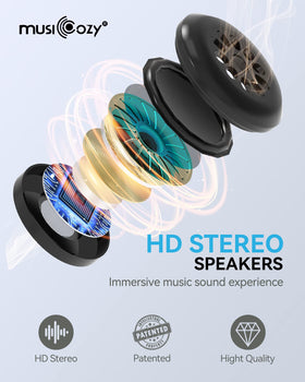 MUSICOZY worn on airplane passenger demonstrating travel convenience