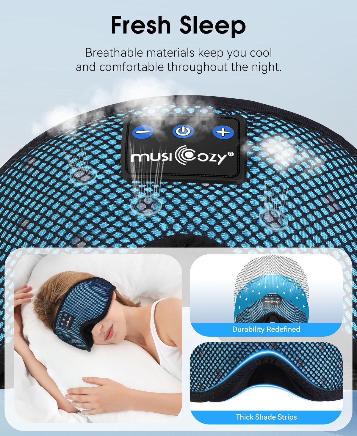 MUSICOZY close-up of 3D eye-socket preventing eye pressure for comfortable sleep