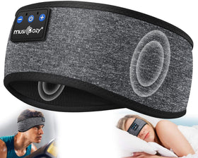 MUSICOZY Bluetooth headband close-up showing a soft, comfortable fit.