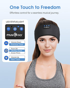 Musicozy built-in microphone enables easy call management without removing the headband