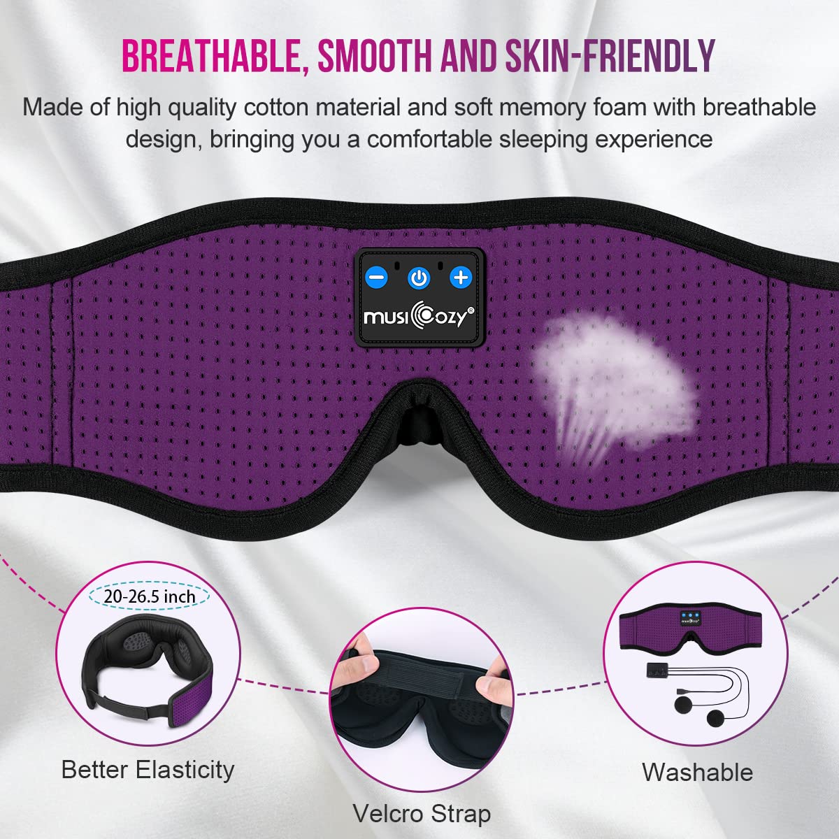MUSICOZY close-up of breathable ice-silk fabric showcasing cool, soft surface