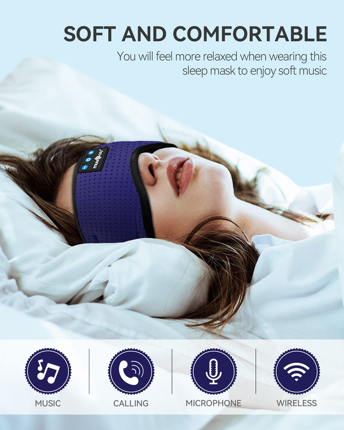 MUSICOZY close-up memory foam texture highlighting breathable comfort for all-night wear