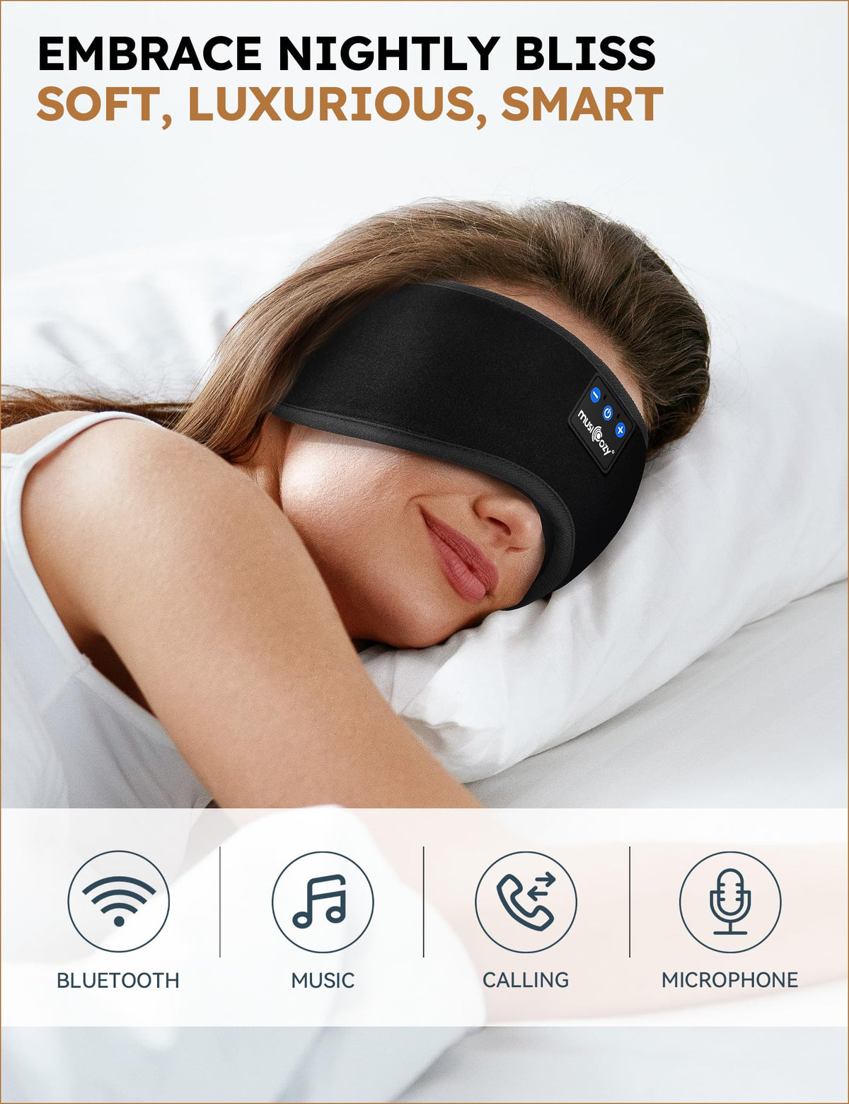 MUSICOZY close-up of built-in speaker detail for clear sleep audio