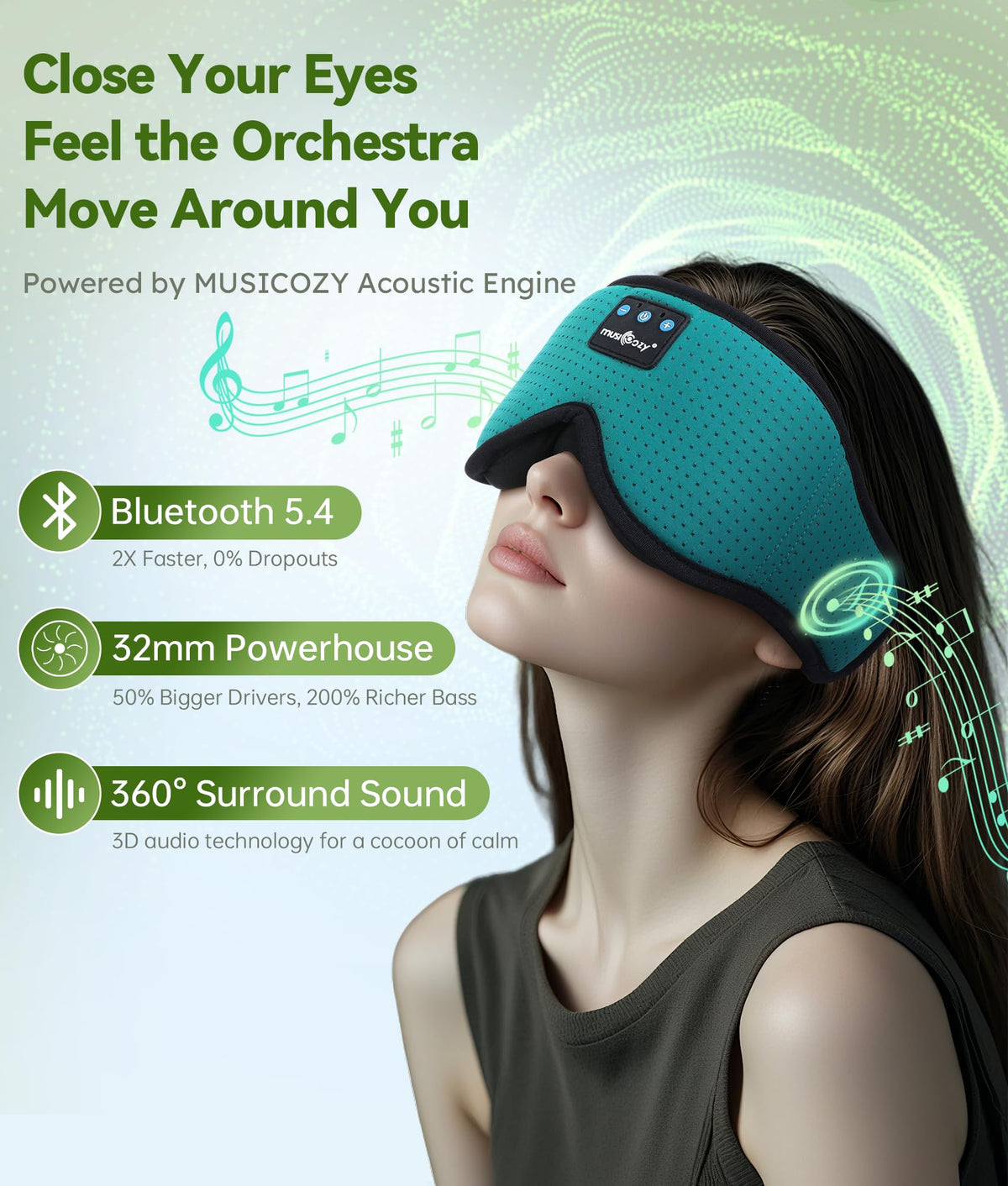 MUSICOZY breathable fabric texture keeping head cool and comfortable