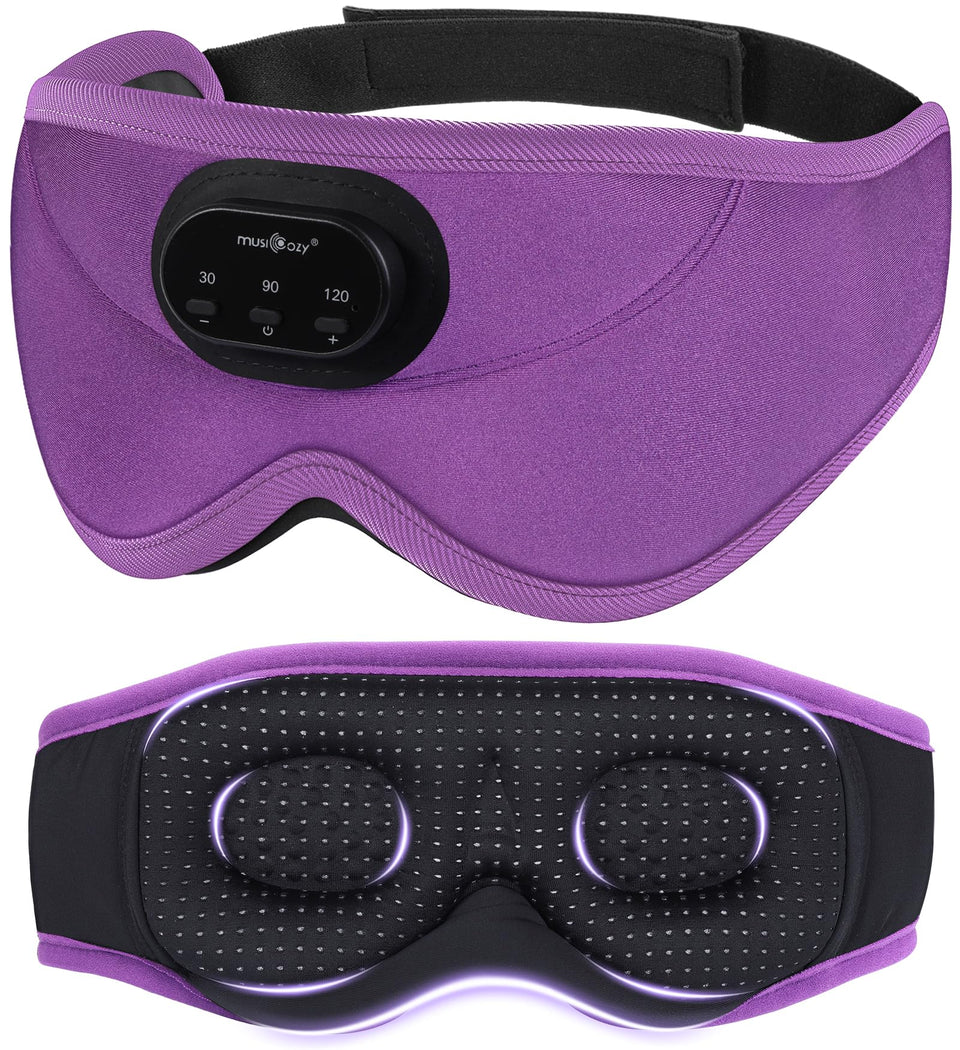 MUSICOZY front view of purple mask showing full design and comfort benefits