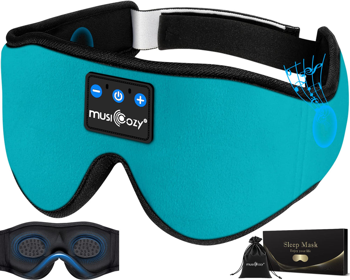 MUSICOZY front view of headband sleep headphones showing comfortable design and blackout benefit
