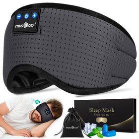 MUSICOZY front view eye mask showing full blackout and comfort